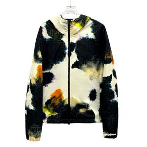 CM0398 Fendi Roma Multicolor Tie-Dye Hooded Jacket With Monogram Embossed Fabric